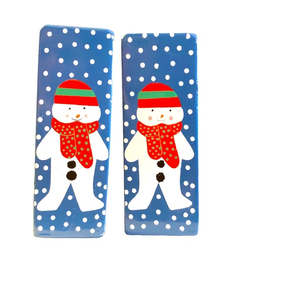 Hand-Painted Double-Sided Wooden Snowman CANDLE HOLDERS Votive & Tapered Holiday - Picture 3 of 6